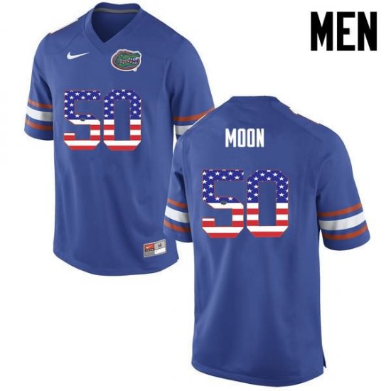 Men's Florida Gators #50 Jeremiah Moon NCAA Nike Blue USA Flag Fashion Authentic Stitched College Football Jersey MLO3462QN